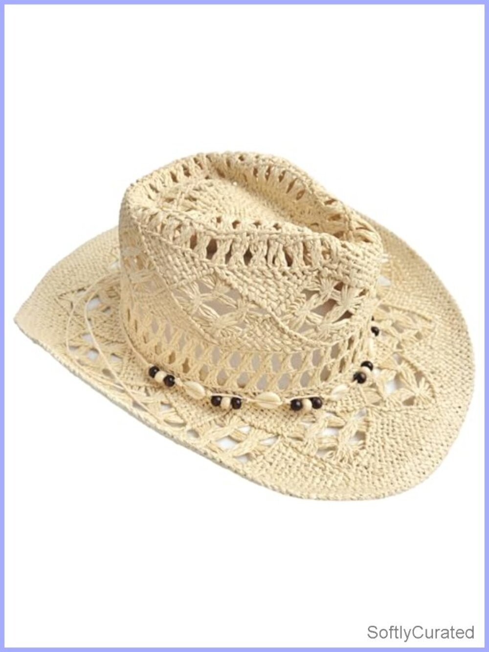 Straw Cowboy Hat Wide Brim Western with Decorative Band